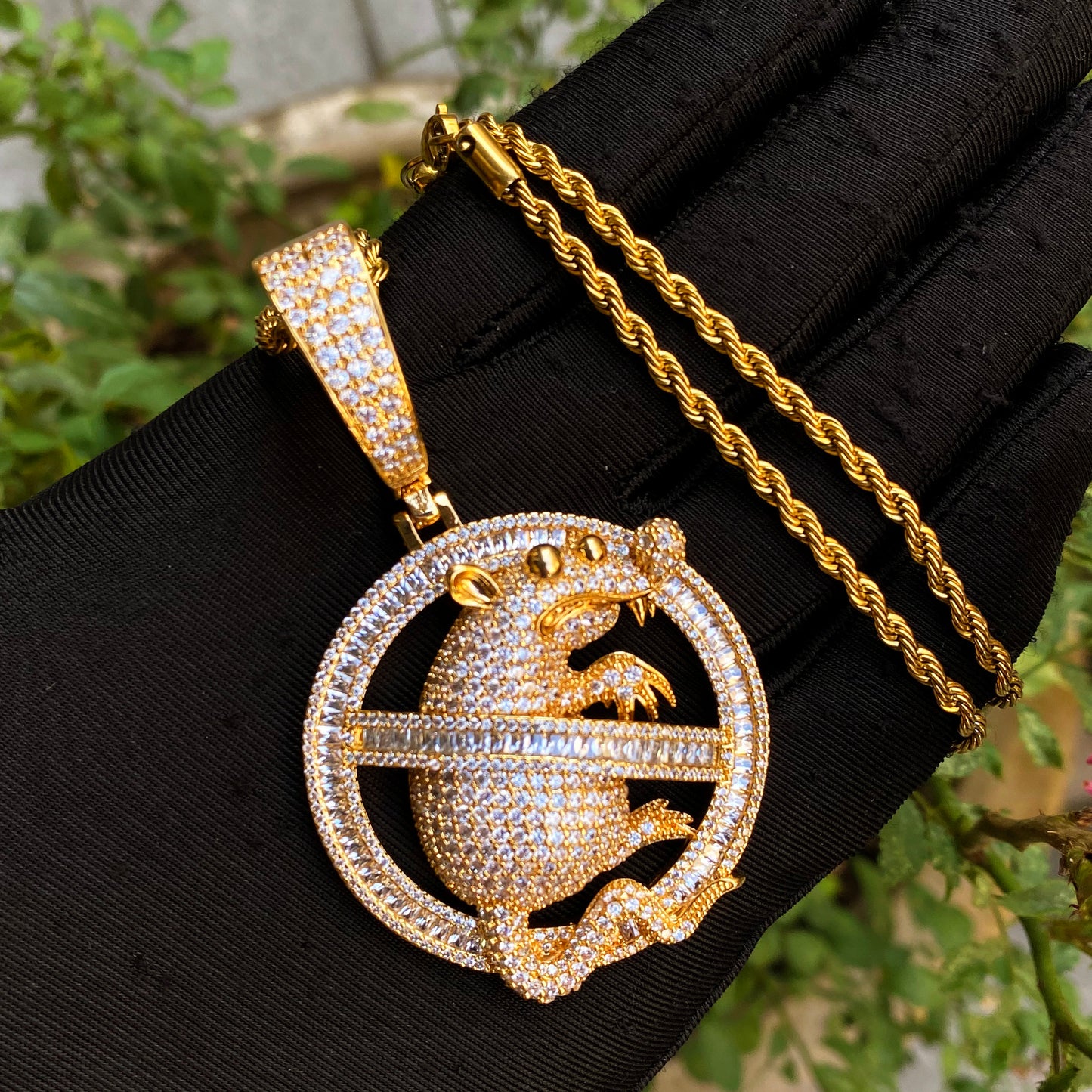 Bubble letter Micro Pave Mouse Pendant Necklace for Men Iced Out Cubic Zirconia Real Copper Hip Hop Jewelry