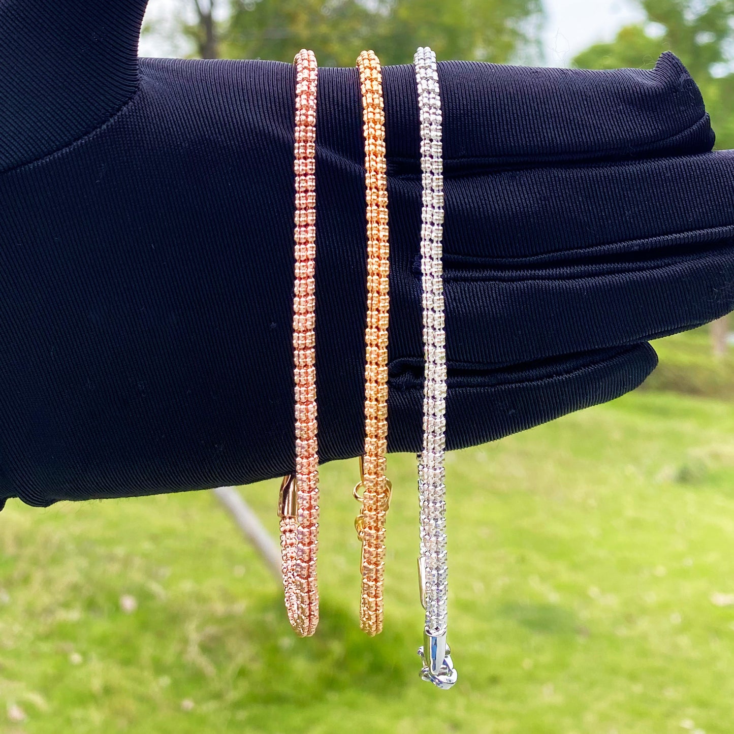 Bubble Letter Round Snake Link Bracelet for Women Real Gold Plated Hip Hop Jewelry