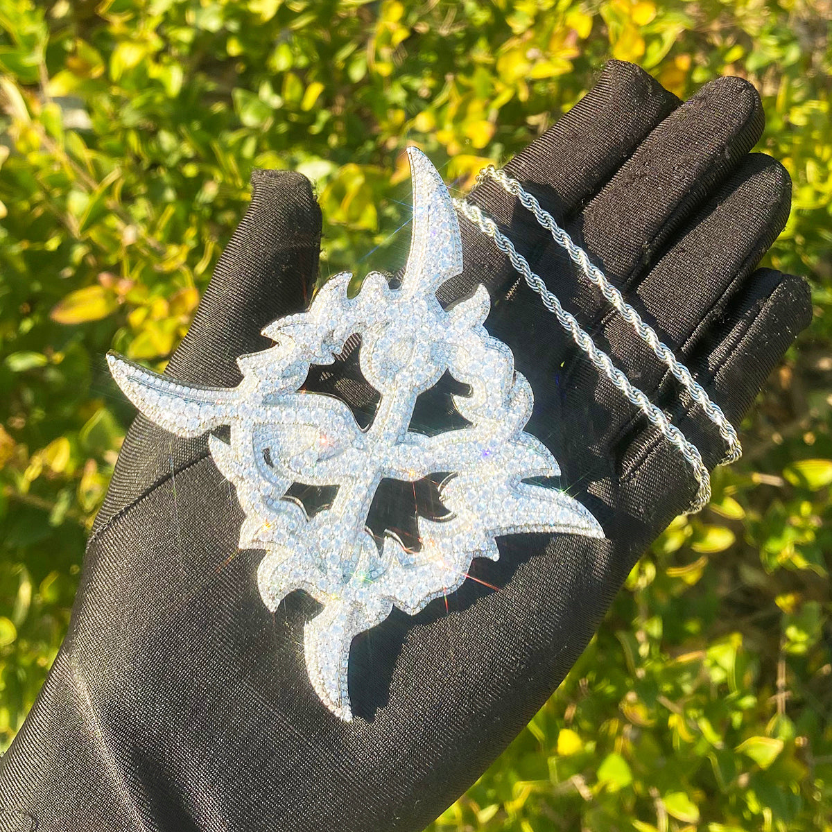 Bubble Letter Iced Out X Sun Flower Necklace Pendant for Men 5A Cubic Zirconia Hip Hop Jewelry