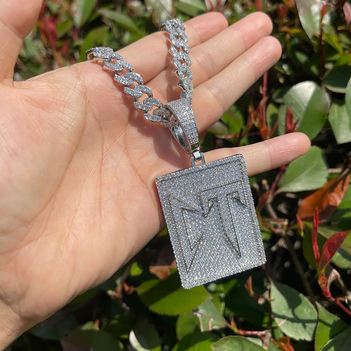 Bubble Letter Iced Out CT Necklace Pendant for Women Hip Hop Jewelry Iced Out Cubic Zirconia Real Gold Plated