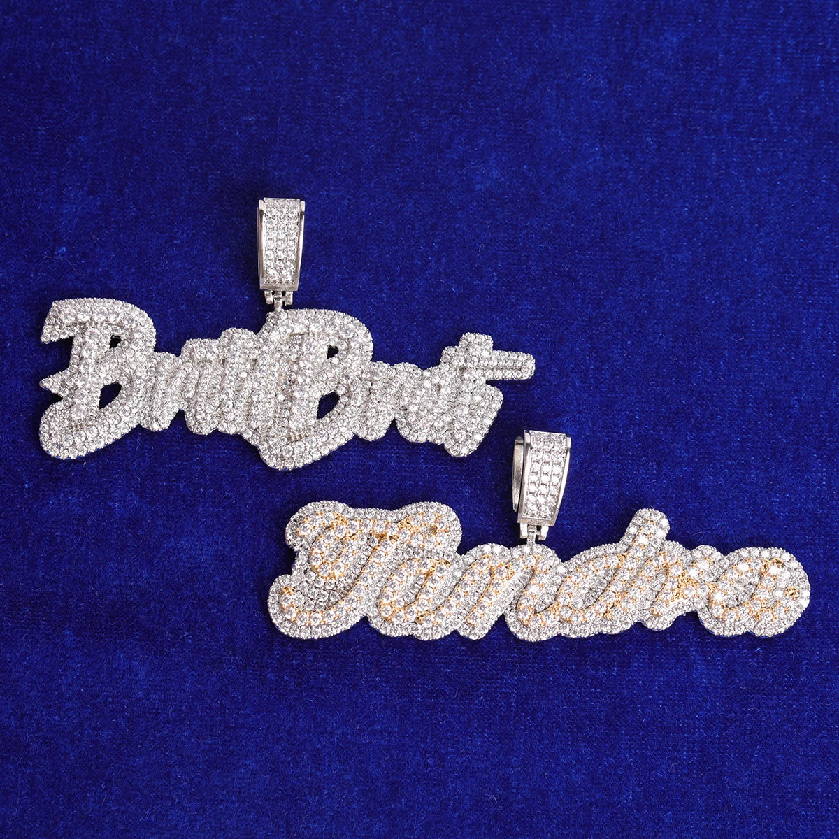 Bubble Letter Custom Name Necklace Personalized Pendant Cursive Font Double Color Women Charms Rock Street Hip Hop Jewelry