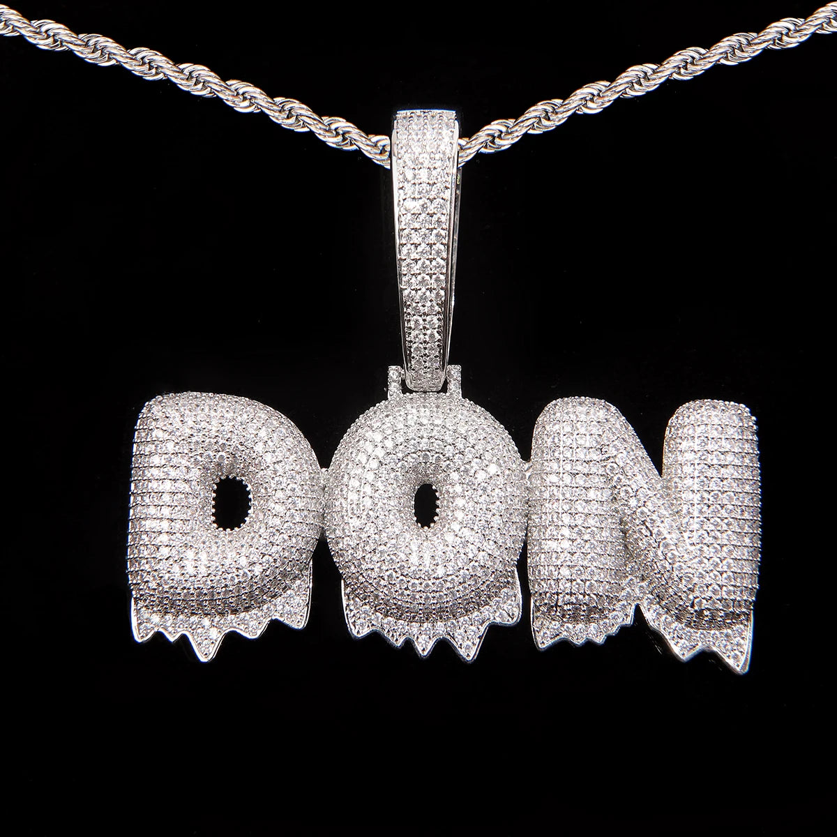 Bubble Letter Custom Name Necklace for Men Drip Personalized Pendant Iced Out Charms Zircon Hip Hop Fashion Jewelry Collares Hom