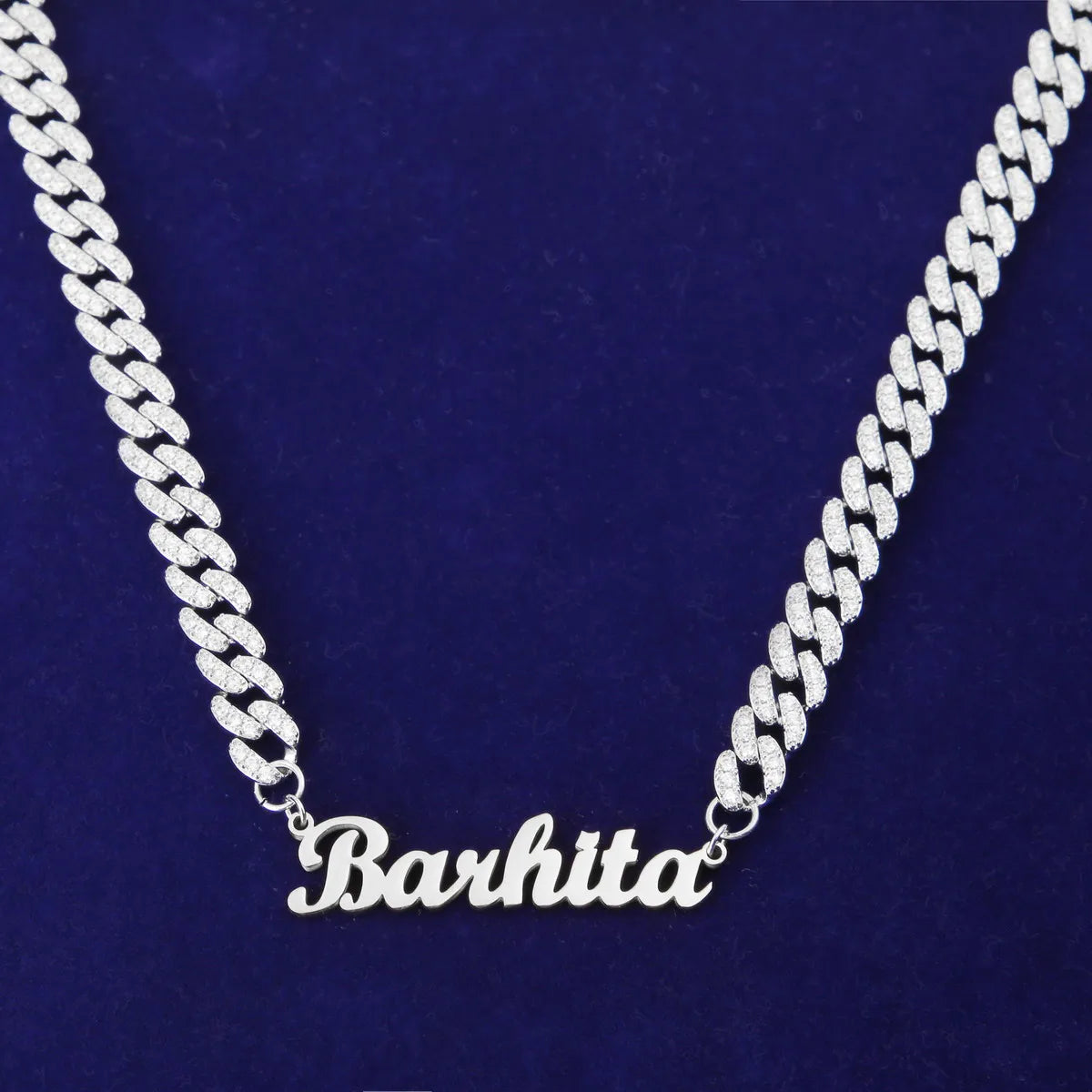 Custom Name Glossy Letters With 10MM Cuban Chain Compact Pendants Women's Zircon Hip Hop Rock Jewelry Necklace Replaceable