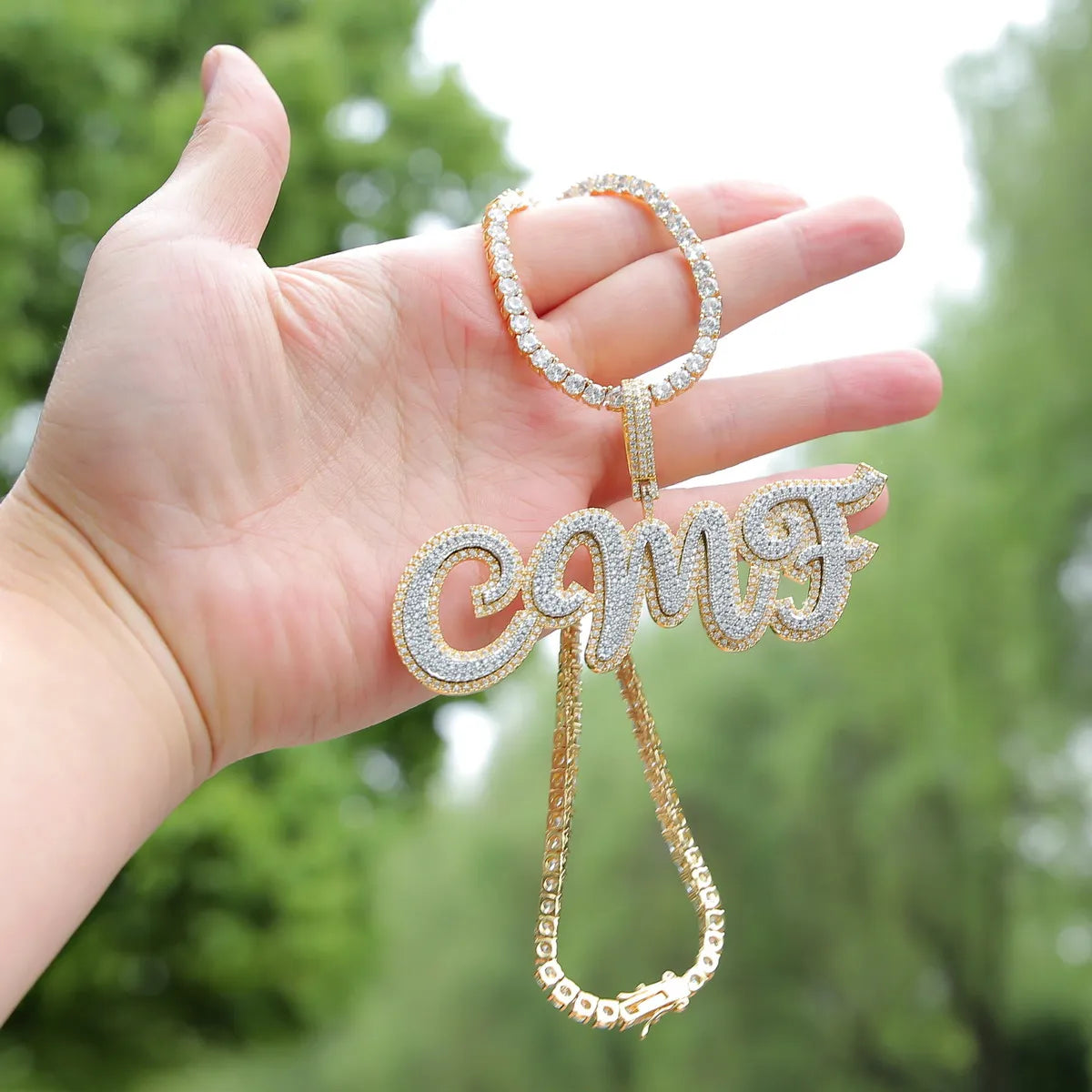 Bubble Letter Custom Name Necklace for Men Personalized Pendant Solid Back AAAA Cubic Zircon Hip Hop Fashion Jewelry Iced Out