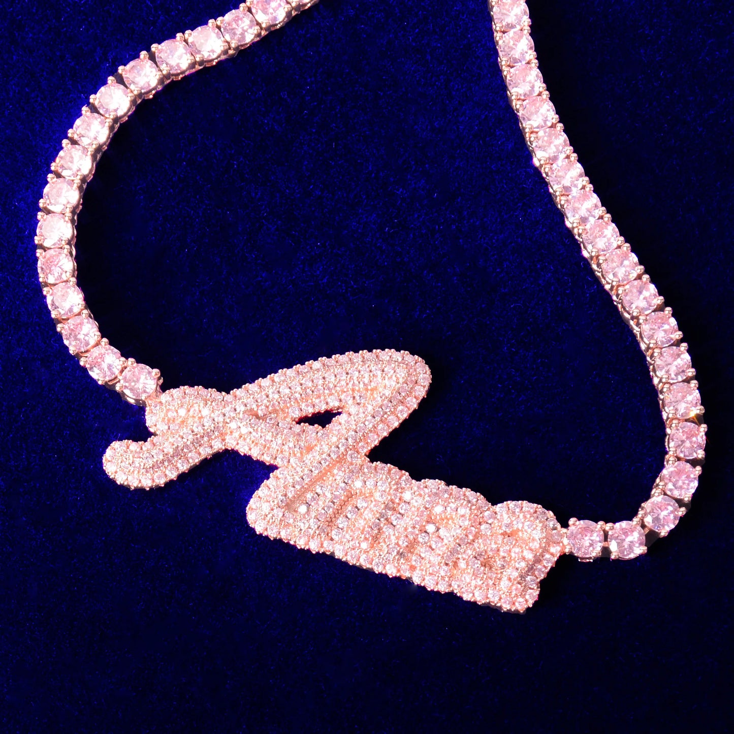 Bubble Letter Customized Necklace Tennis Chain Choker Real Gold Plated Hip Hop Jewelry Free Shipping Items