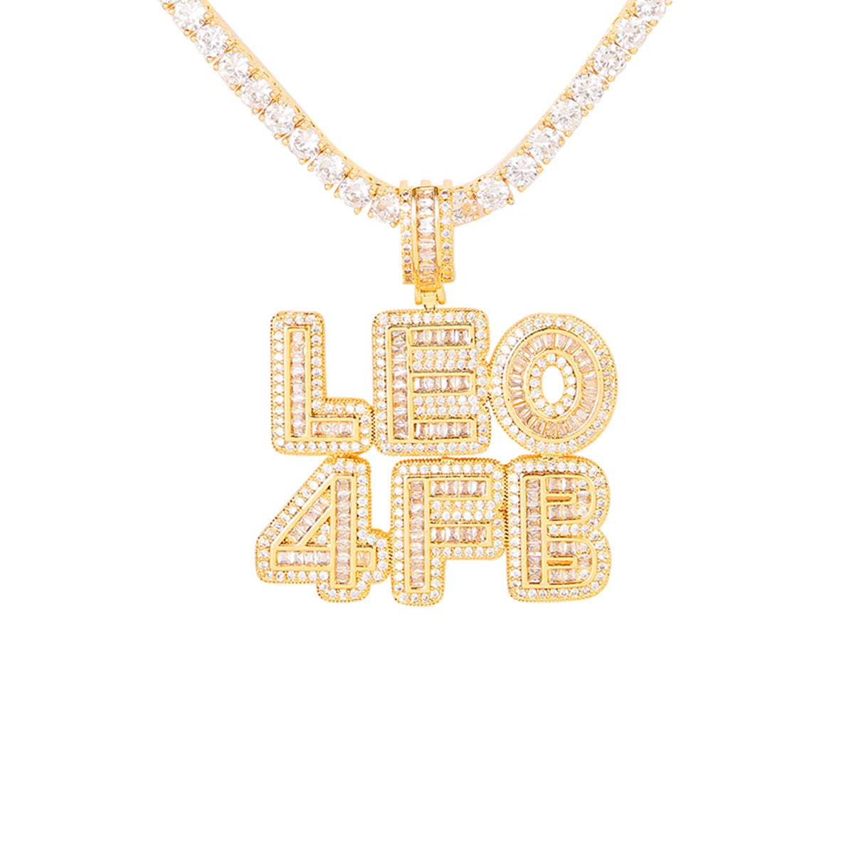 Bubble Letter Custom Name Necklace Men's Chain Baguette Personalized Pendant Real Gold Plated Hip Hop Jewelry Collares Hombre