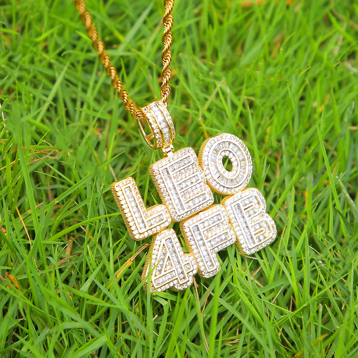 Bubble Letter Custom Name Necklace Men's Chain Baguette Personalized Pendant Real Gold Plated Hip Hop Jewelry Collares Hombre