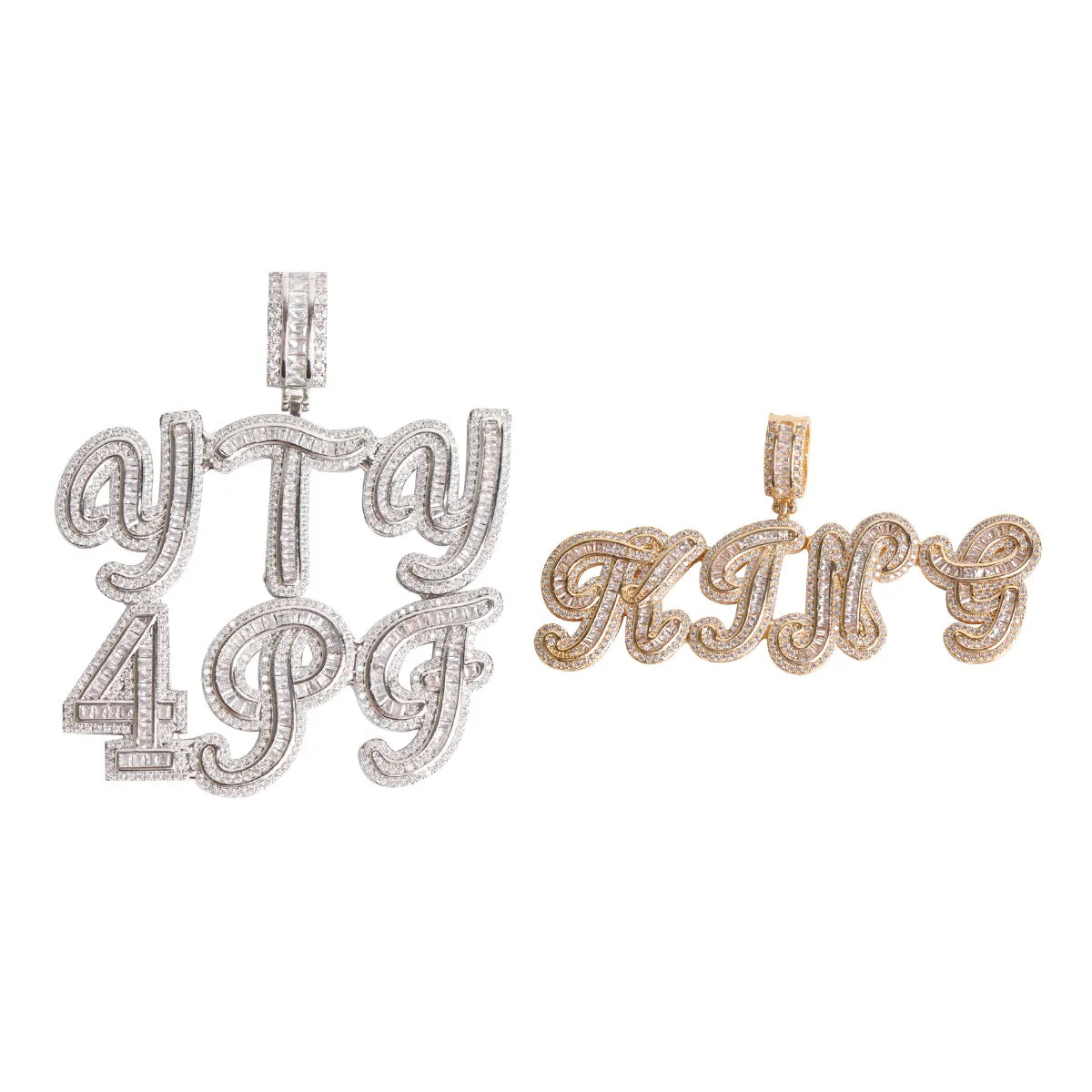 Bubble Letter Custom Name Necklace for Men Personalized Pendant Baguette Cursive Font Real Plated Jewelry Collares Hombre