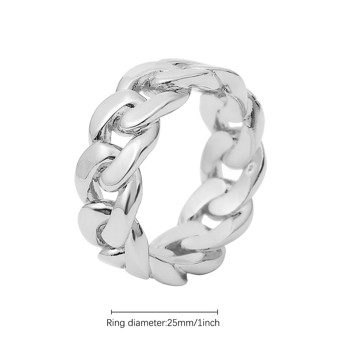 Bubble Letter Cuban Link Rings for Men Glossy Real Gold Plated Hip Hop Jewelry 2022 Trend