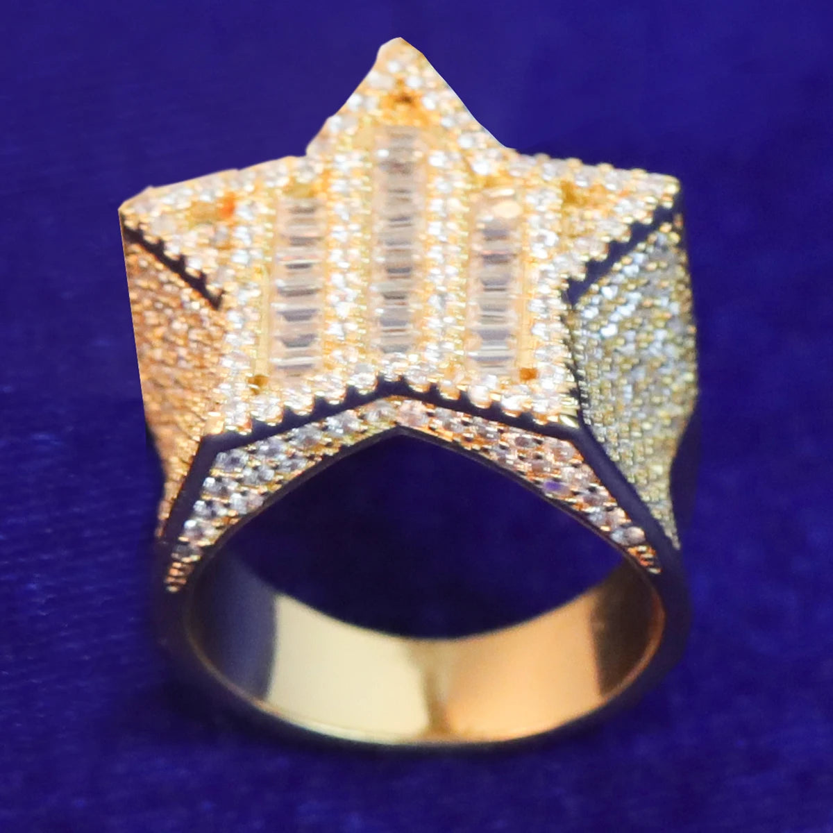 Bubble Letter Star Men Ring for Teens Real Gold Plated Hip Hop Jewelry 2021 Trend Free Shipping Items Gift
