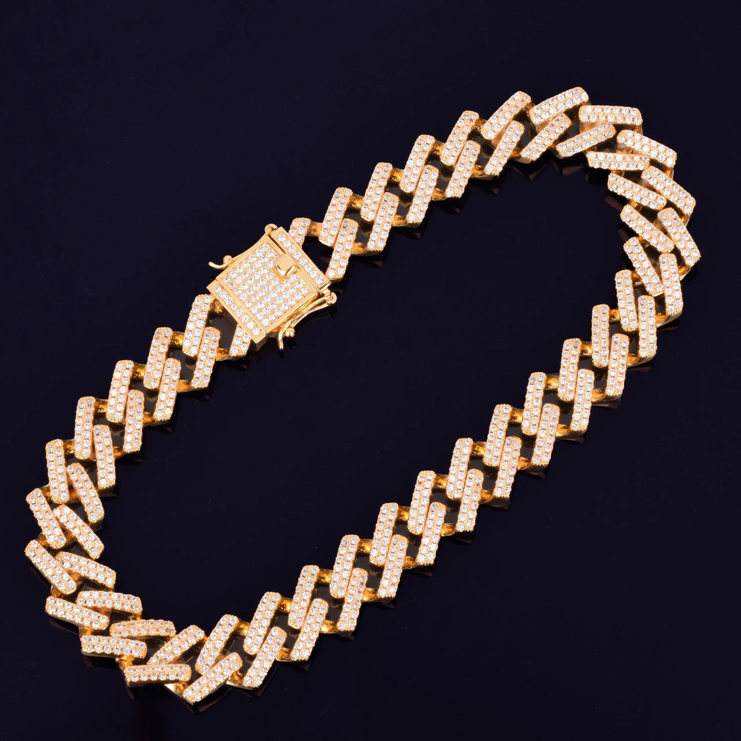 Bubble Letter Miami Cuban Link Chain for Men Choker Necklace Real Gold Plated Iced Out Cubic Zirconia Hip Hop Jewelry