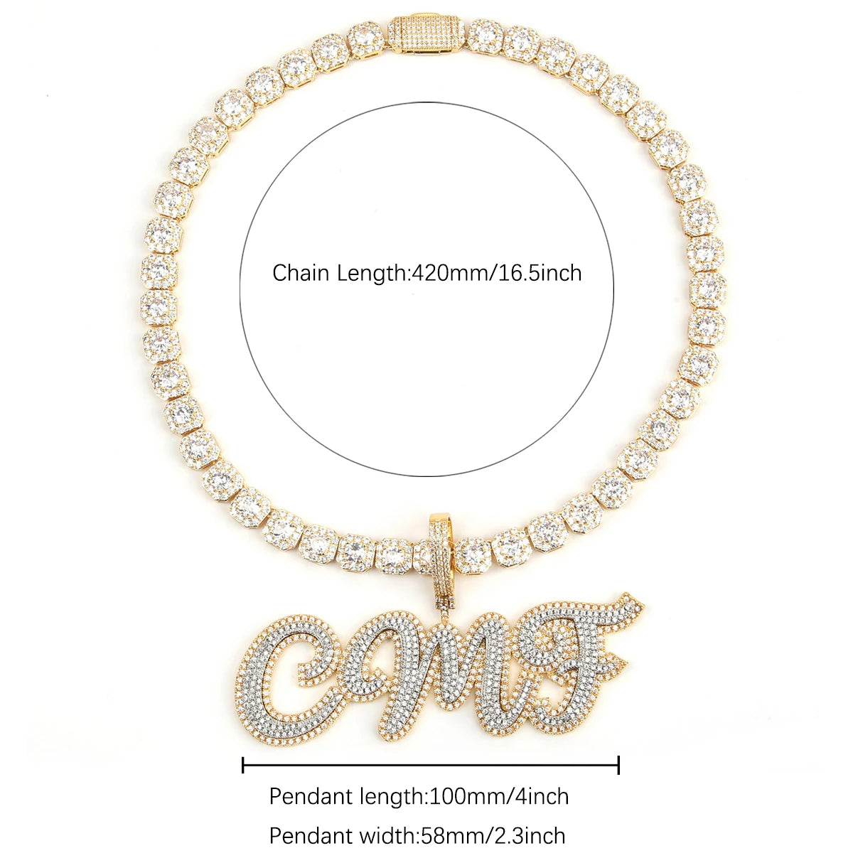 Bubble Letter Custom Name Necklace for Men Personalized Pendant Double Color Cursive Zircon Hip Hop Rock Fashion Jewelryy
