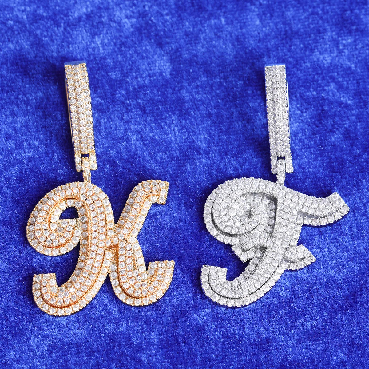 Bubble Initial Letter Jewelry Men Necklace Real Gold Plated Hip Hop Pendant Christmas Gift