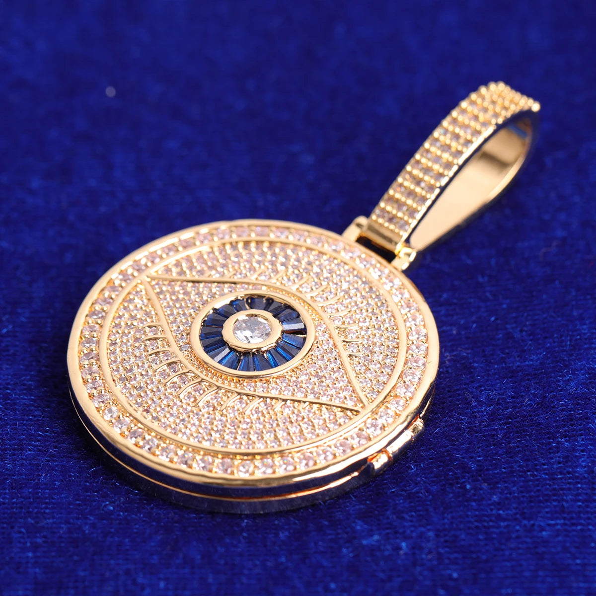 Bubble Letter Personalized Picture Pendants Men Necklaces Eye Round Circle Medallion Hip Hop Jewelry Sublimation Blanks Gifts