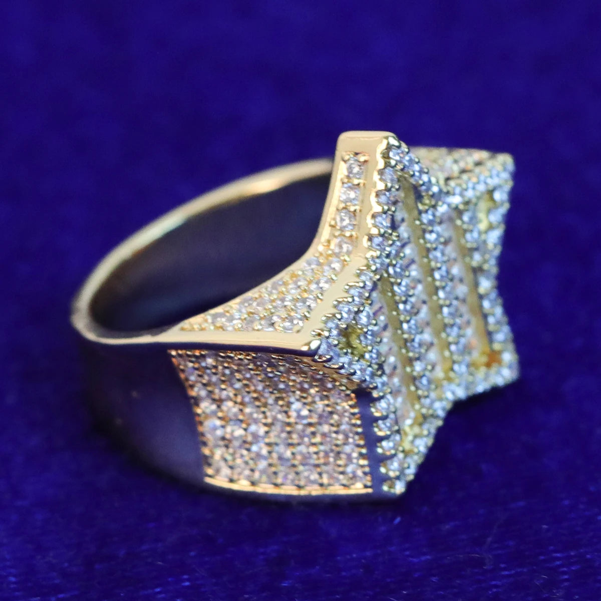Bubble Letter Men Ring for Teens Baguette Star Charm Real Gold Plated Hip Hop Jewelry 2022 Trend Free Shipping Items Gift