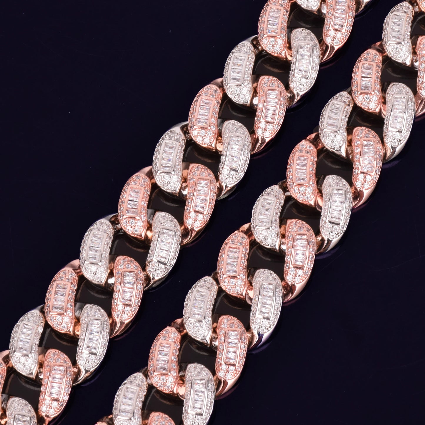 Bubble Letter Baguette Miami Cuban Link Chain for Men Necklace Choker Iced Out Hip Hop Street Rock Rapper Hip Hop Jewelry