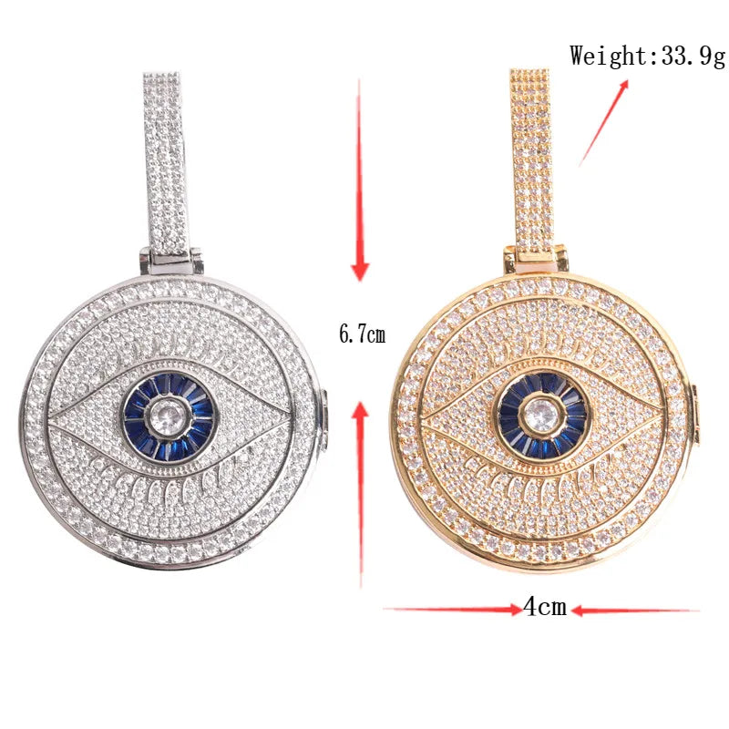Bubble Letter Personalized Picture Pendants Men Necklaces Eye Round Circle Medallion Hip Hop Jewelry Sublimation Blanks Gifts