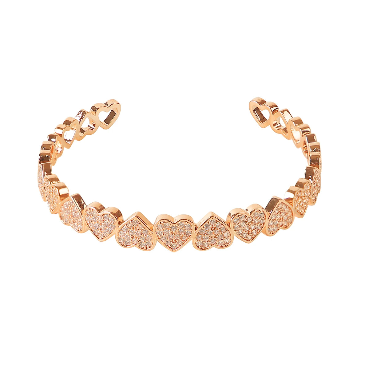 Bubble Letter Heart Bracelet for Women On Hand Real Copper Gold Color Hip Hop Jewelry Adjustable