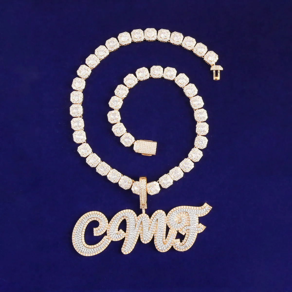 Bubble Letter Custom Name Necklace for Men Personalized Pendant Double Color Cursive Zircon Hip Hop Rock Fashion Jewelryy