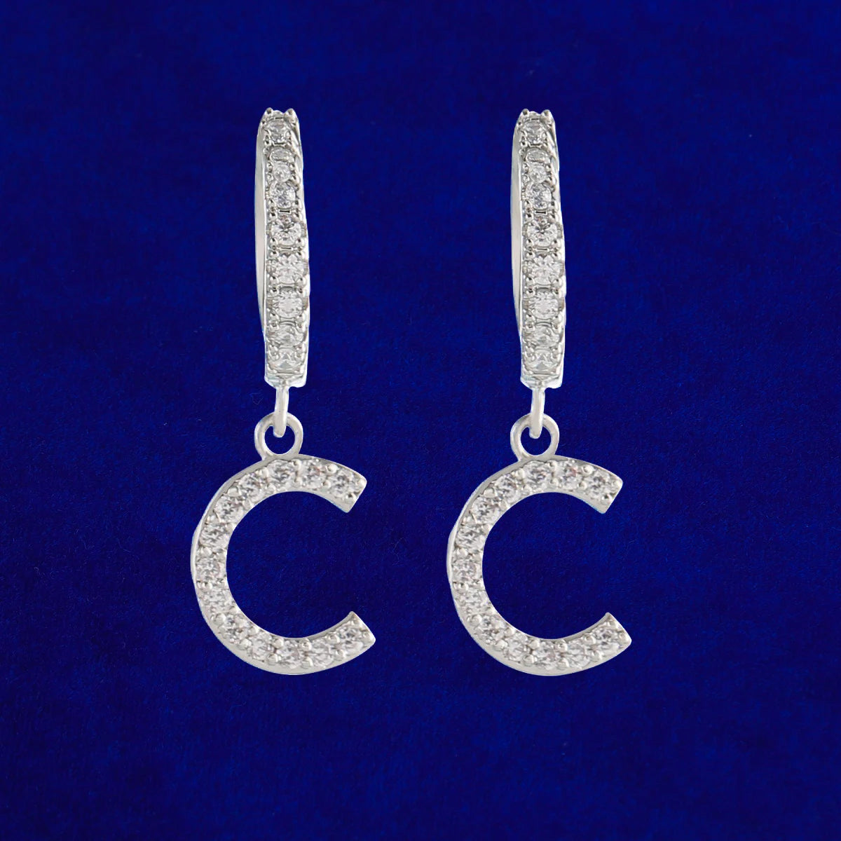 Bubble Letter Iced Custom Tennis Initial Drop Earring Real Gold Plated Women Hip Hop Jewelry