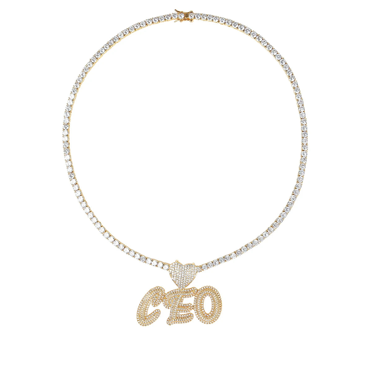 Bubble Letter Custom Name Necklace Personalized Pendant Gold Plated Cubic Zircon Hip Hop Rock Jewelry Iced Out Charms