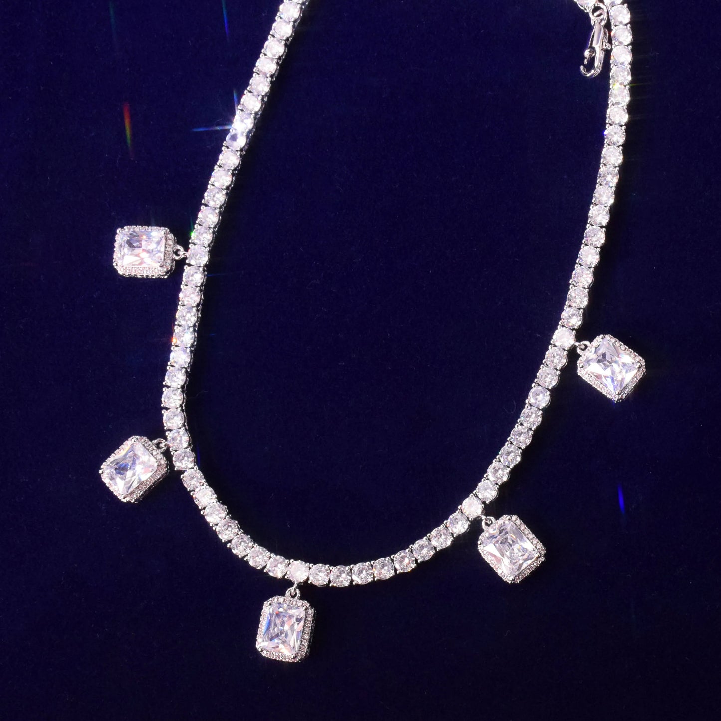 Bubble Letter Tennis Chain for Men Necklace Choker White Zircon Charms Hip Hop Fashion Jewelry Adjustable 2021 Trend