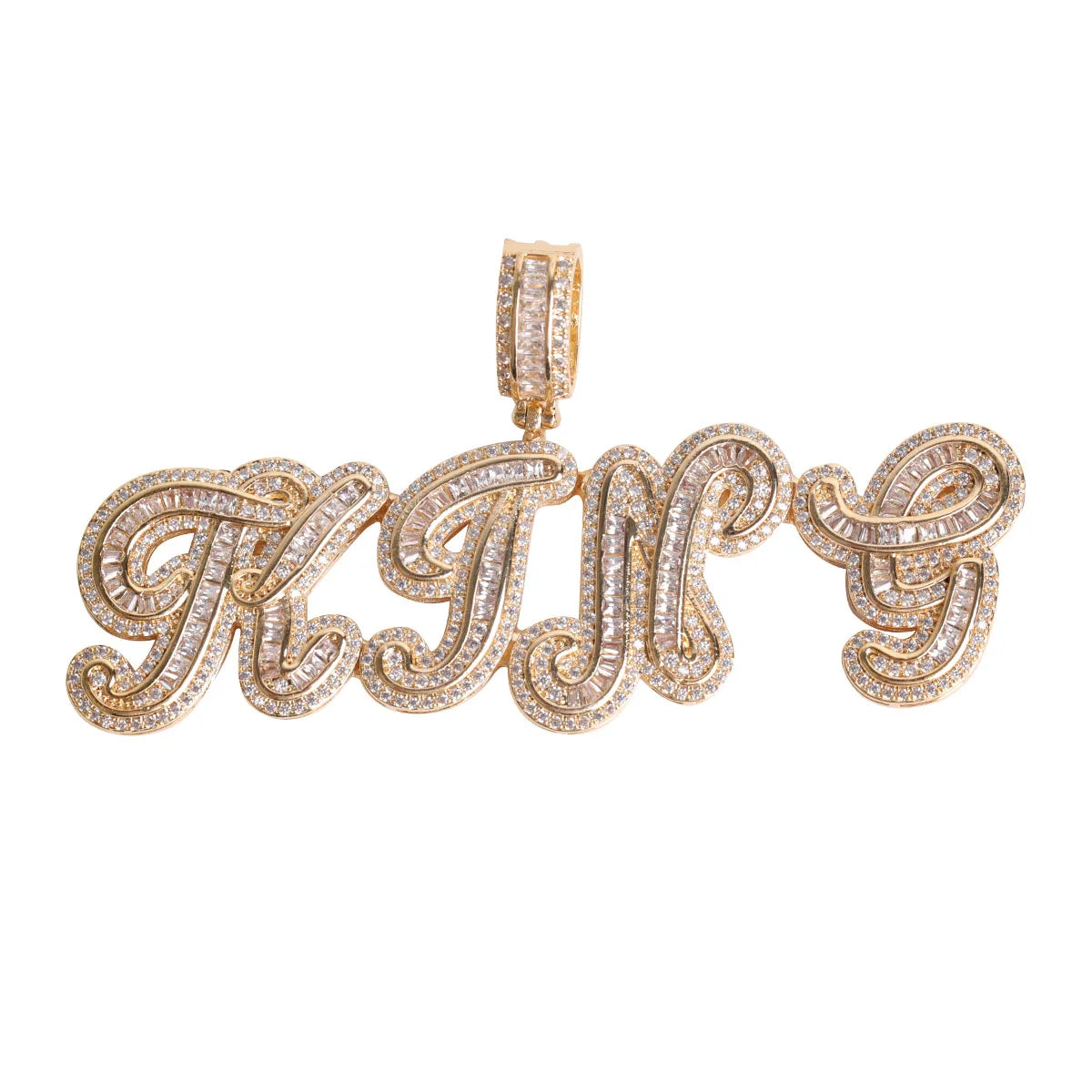 Bubble Letter Custom Name Necklace for Men Personalized Pendant Baguette Cursive Font Real Plated Jewelry Collares Hombre