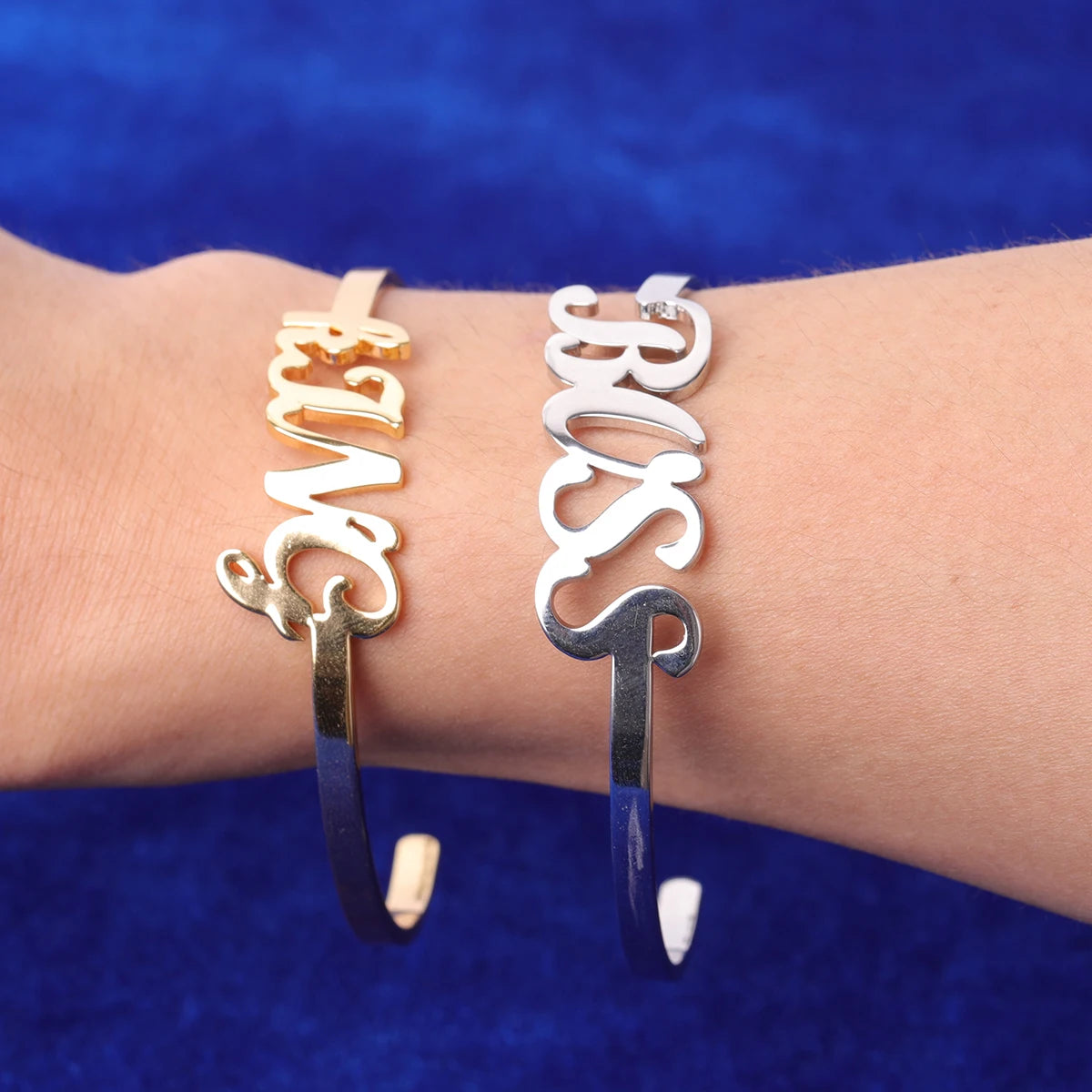 Custom Name Bangle Stainless Steel Real Gold Bracelet Women Hip Hop Jewelry Adjustable