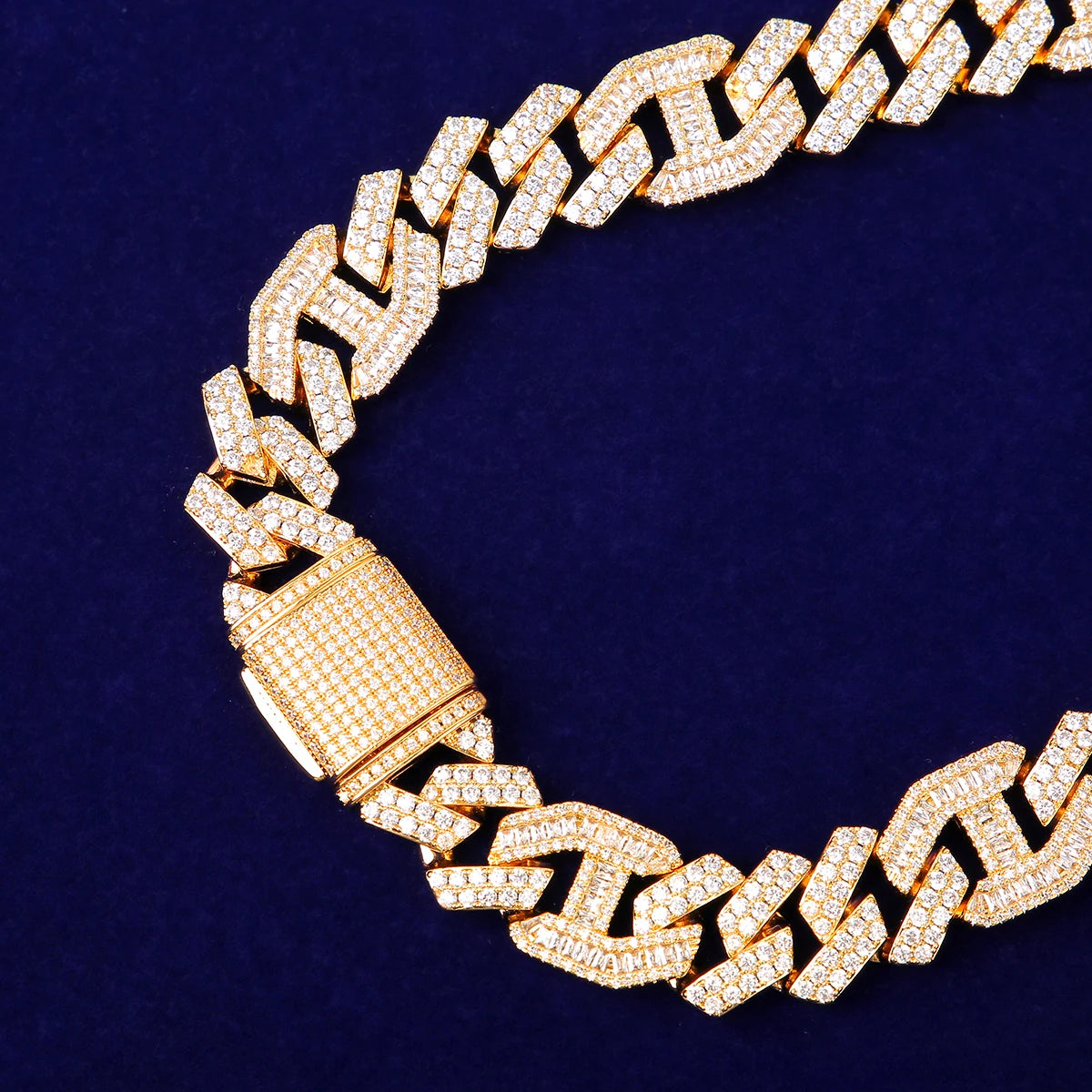 Bubble Letter Baguette Necklace for Men Miami Cuban Chain Solid Back Gold Color Hip Hop Jewelry Free Shipping Items Christmas