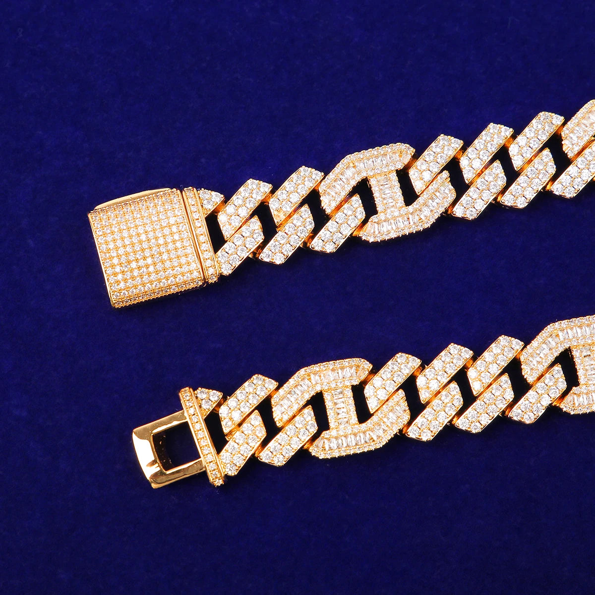 Bubble Letter Baguette Necklace for Men Miami Cuban Chain Solid Back Gold Color Hip Hop Jewelry Free Shipping Items Christmas