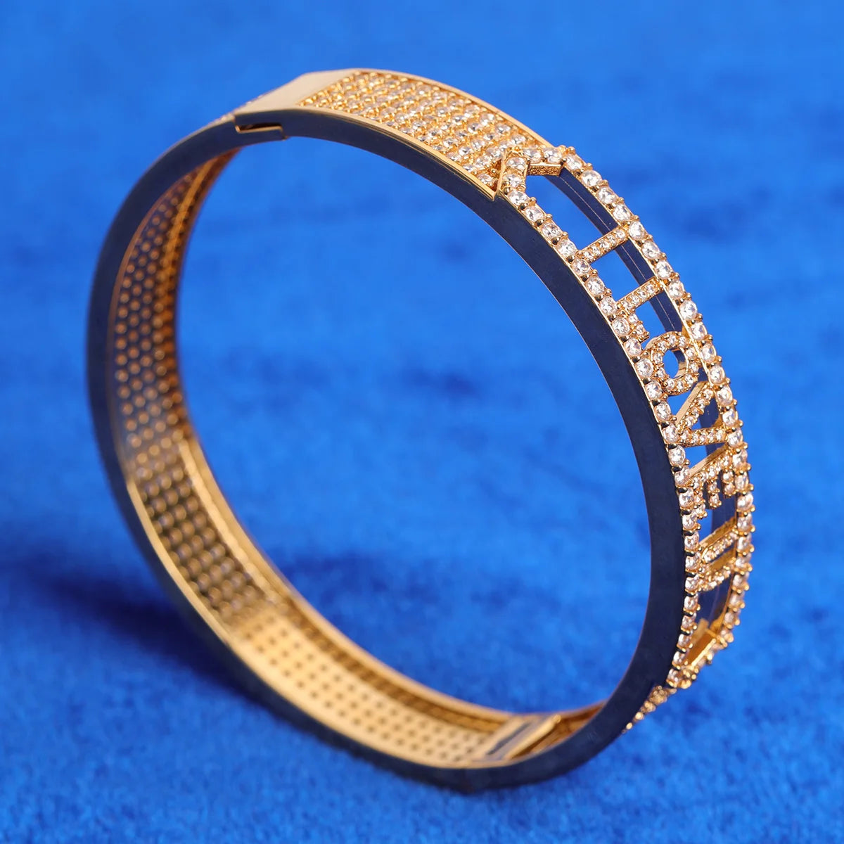 Custom Name Bracelet Real Gold Plated Women’s Bangle Hip Hop Jewelry