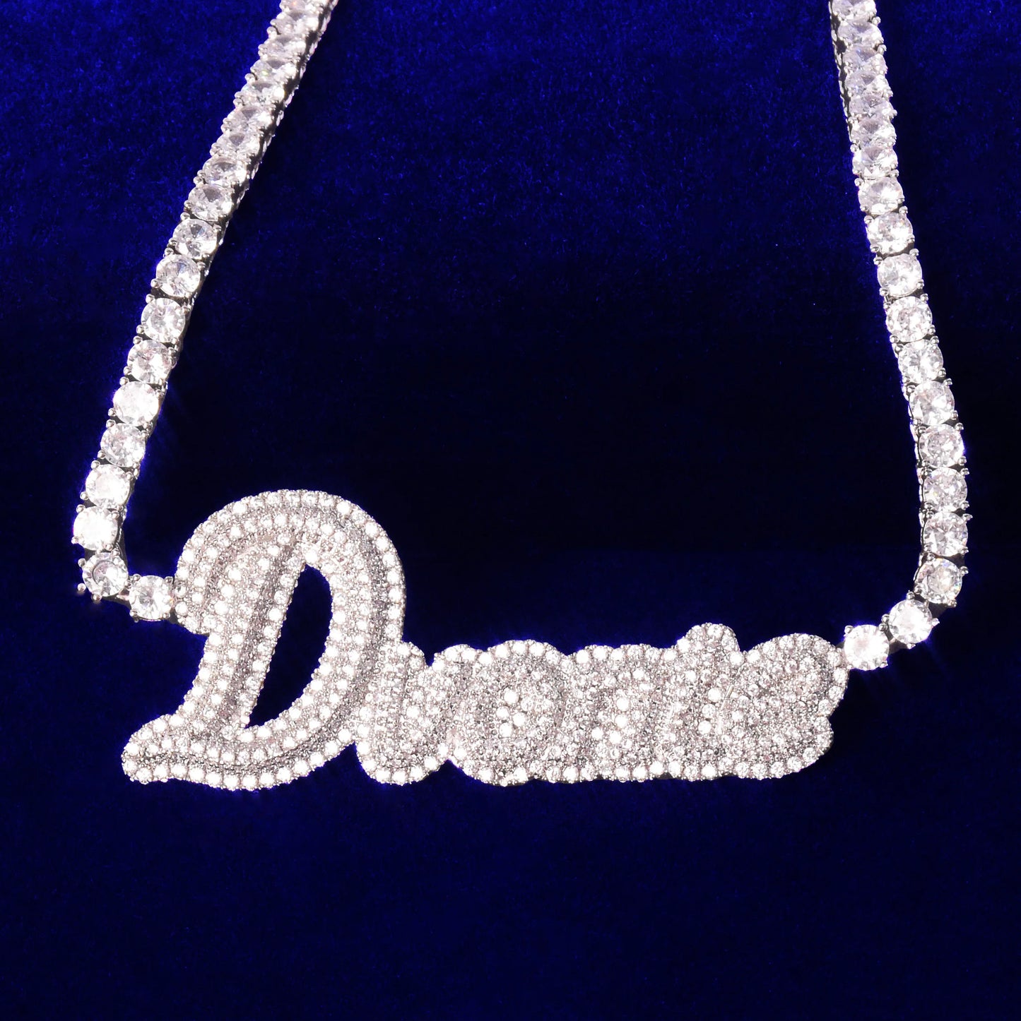 Bubble Letter Customized Necklace Tennis Chain Choker Real Gold Plated Hip Hop Jewelry Free Shipping Items
