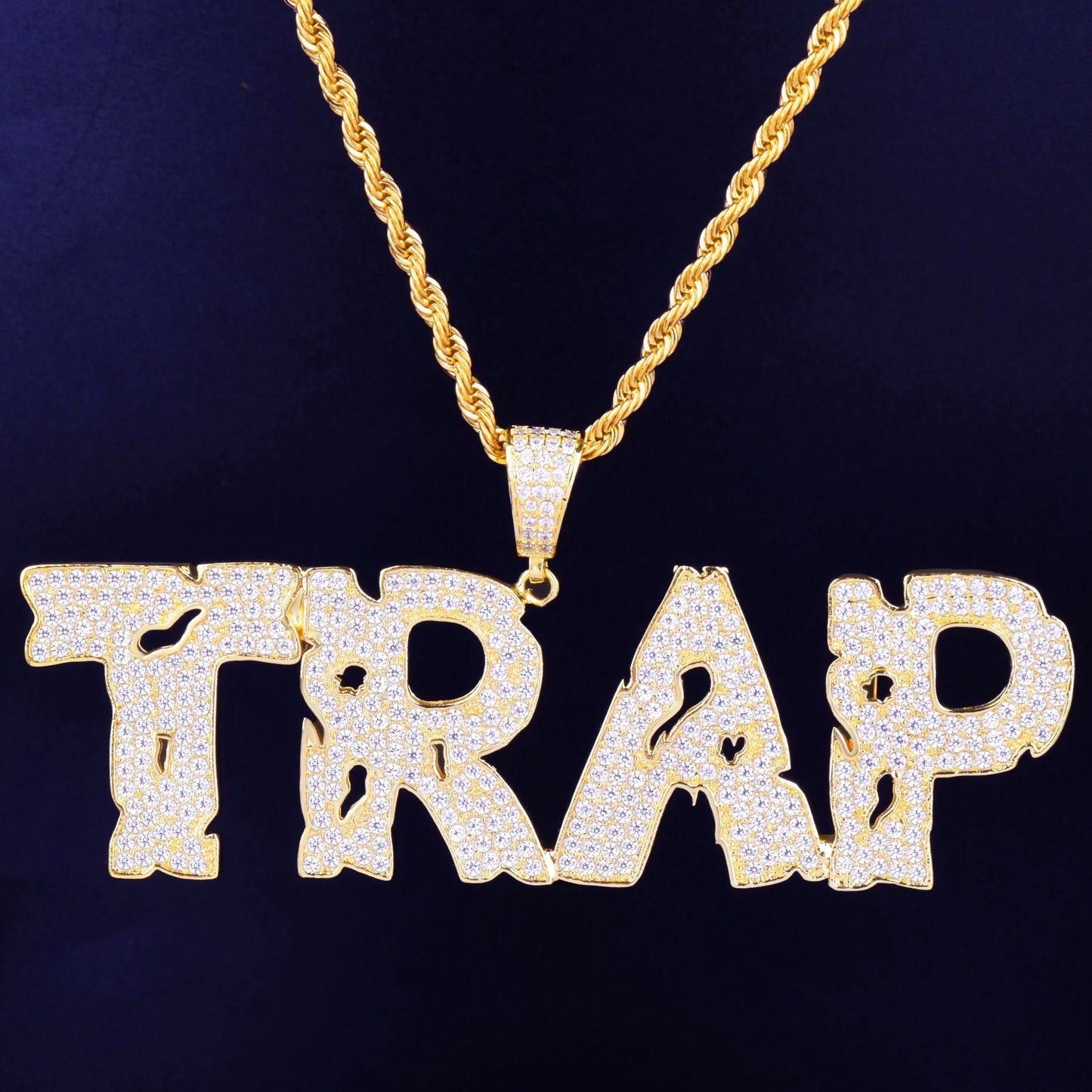 Custom Name Coin Hollow Letters Hip Hop Pendant Gold Color Bling Zircon Men's Jewelry