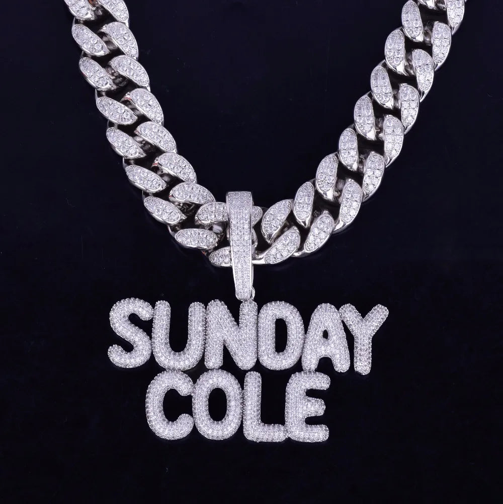 Bubble Letter Custom Name Necklace for Men Small Baby Personalized Pendants Real Gold Plated Hip Hop Jewelry Collares Hombre