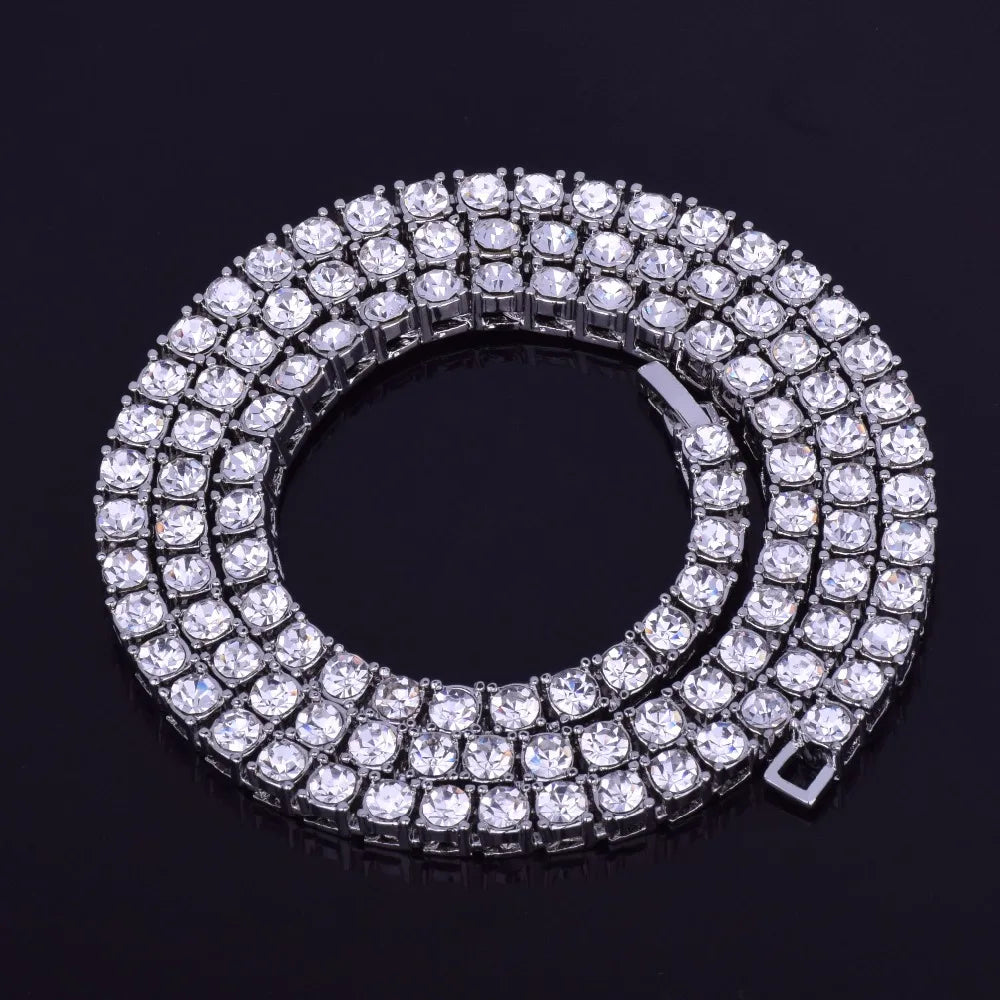 Alloy Tennis Necklace Punk Hip Hop Jewelry For Men Women