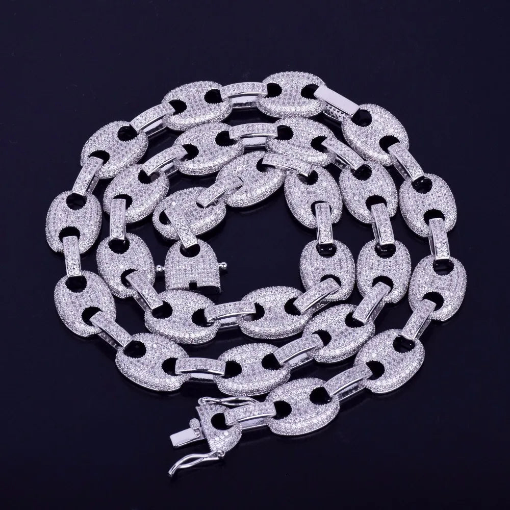 Bubble Letter Cuban Link Chain for Men Necklace Bling Hip Hop Jewelry Real Copper Iced Out Zircon Free Shipping Items 2021 Trend