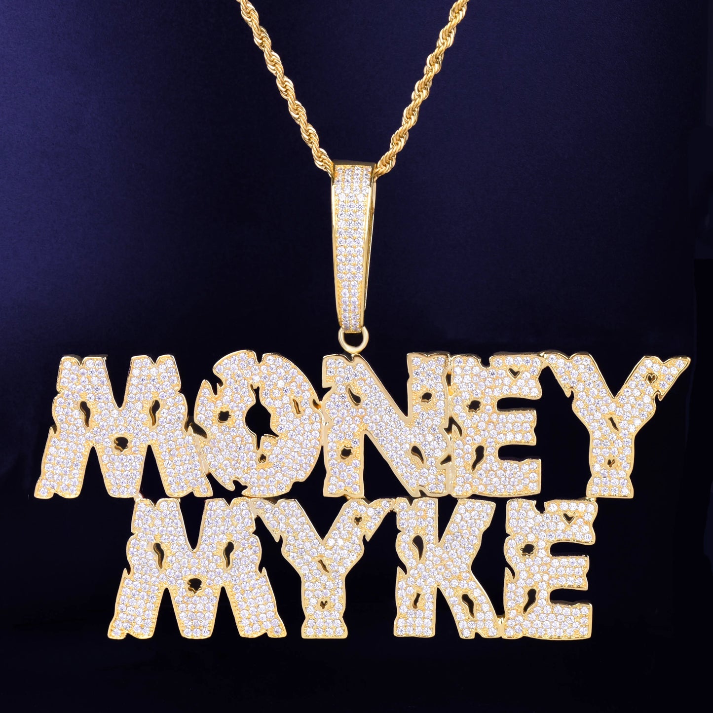 Custom Name Coin Hollow Letters Hip Hop Pendant Gold Color Bling Zircon Men's Jewelry