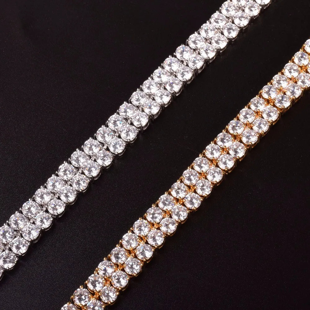 Bubble Letter Mens Zircon Tennis Bracelet Chain Charm Hip Hop Style Fashion Jewelry Iced Finish 2 Row Gold Color Tone AAA CZ 8"