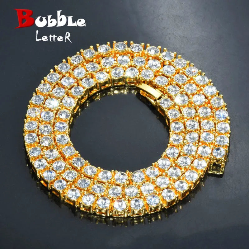 Alloy Tennis Necklace Punk Hip Hop Jewelry For Men Women