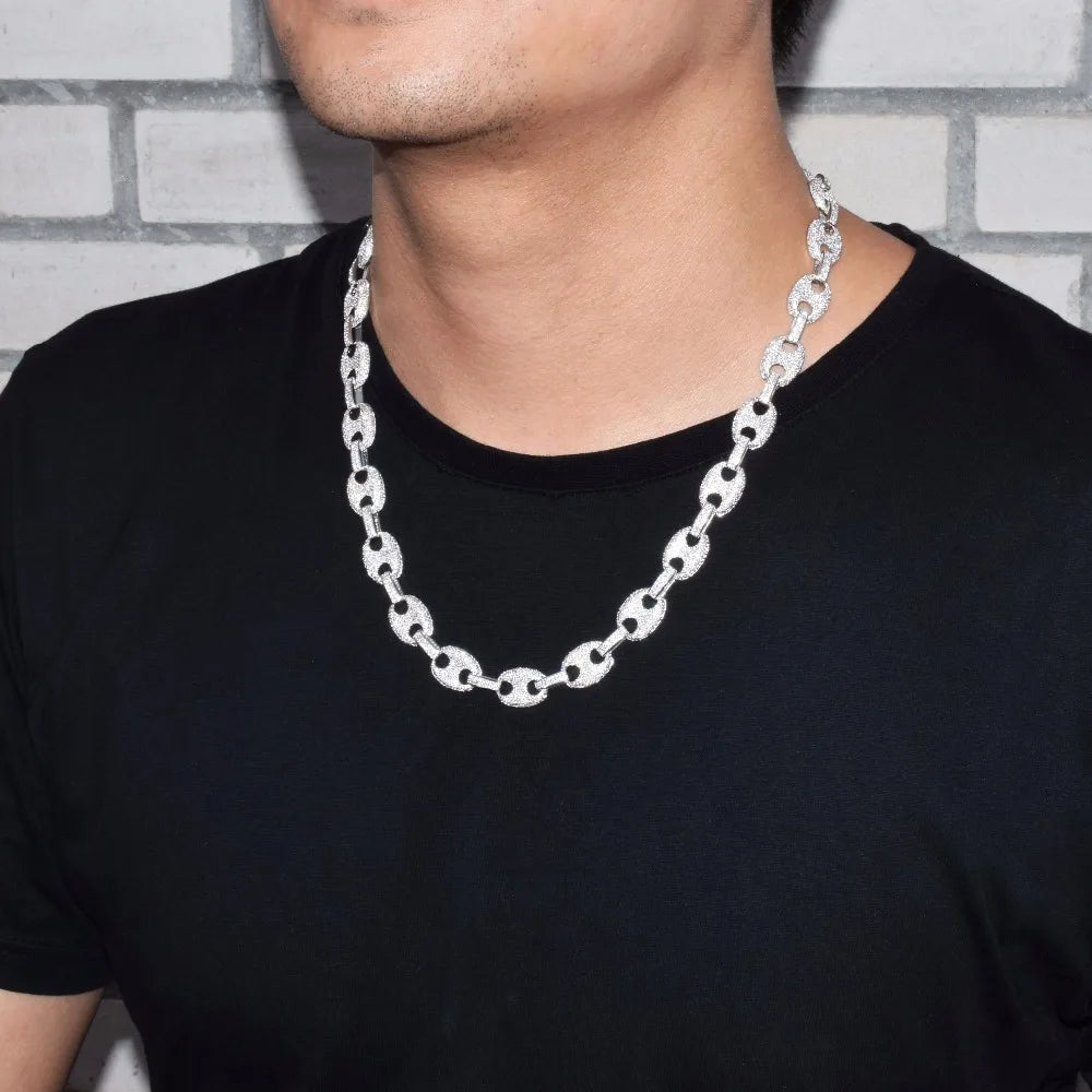 Bubble Letter Cuban Link Chain for Men Necklace Bling Hip Hop Jewelry Real Copper Iced Out Zircon Free Shipping Items 2021 Trend