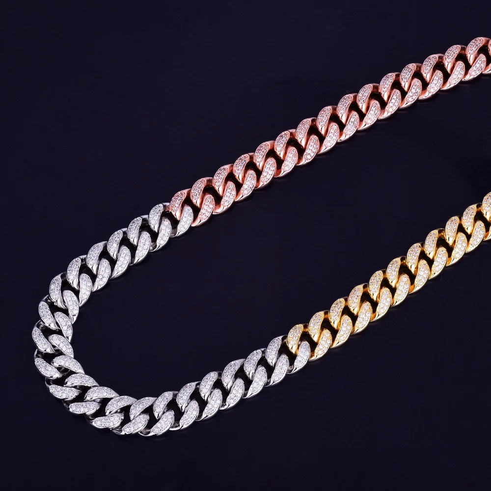 Bubble Letter Iced Out Miami Cuban Link Chain Men Necklace Hip Hop Jewelry Real Gold Plated Copper 2021 Trend
