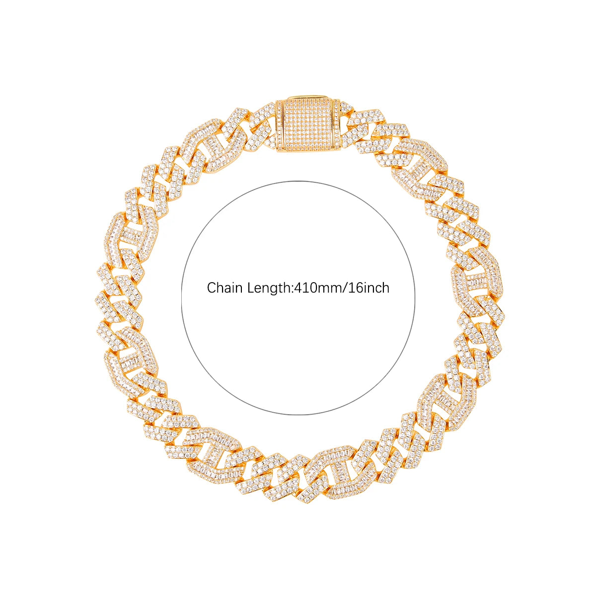 Bubble Letter Baguette Necklace for Men Miami Cuban Chain Solid Back Gold Color Hip Hop Jewelry Free Shipping Items Christmas