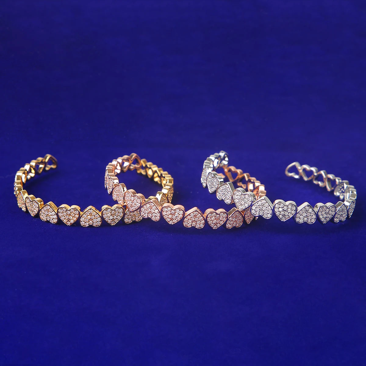 Bubble Letter Heart Bracelet for Women On Hand Real Copper Gold Color Hip Hop Jewelry Adjustable
