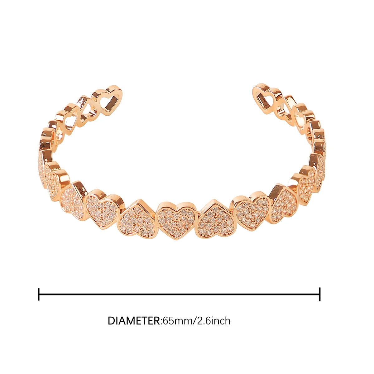 Bubble Letter Heart Bracelet for Women On Hand Real Copper Gold Color Hip Hop Jewelry Adjustable