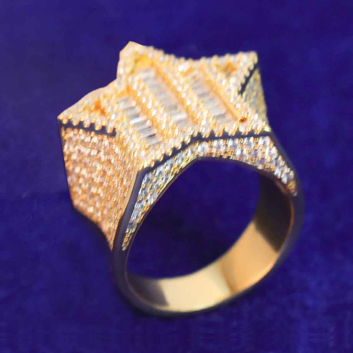 Bubble Letter Star Men Ring for Teens Real Gold Plated Hip Hop Jewelry 2021 Trend Free Shipping Items Gift