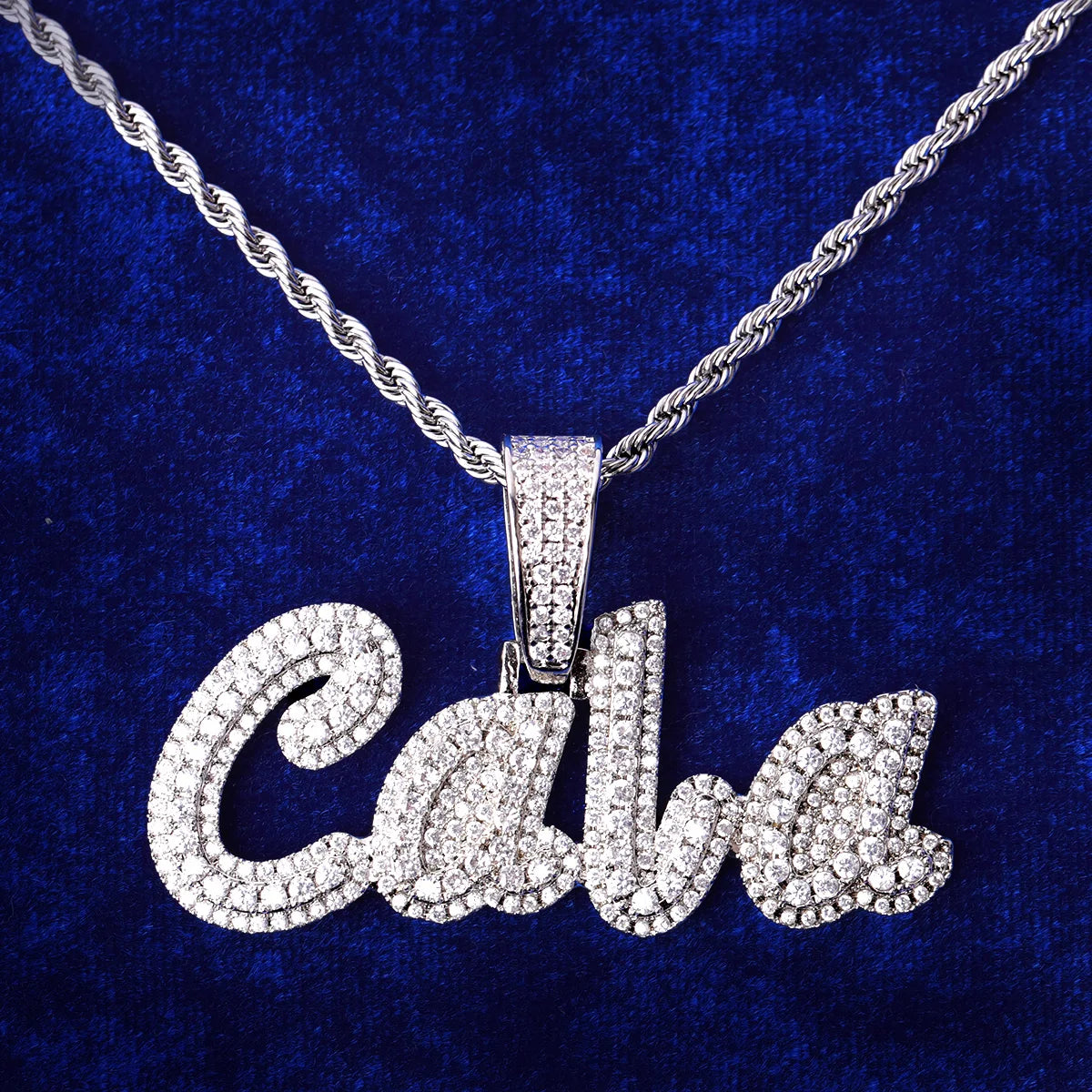 Bubble Letter Customized Name Necklace for Men Charms Chain Iced Out Jewelry Hip Hop Fashion Gift