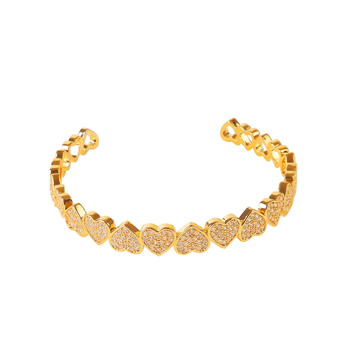 Bubble Letter Heart Bracelet for Women On Hand Real Copper Gold Color Hip Hop Jewelry Adjustable