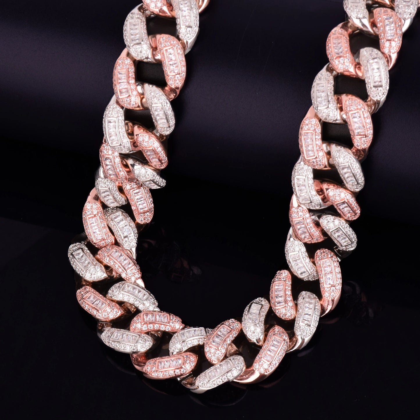 Bubble Letter Baguette Miami Cuban Link Chain for Men Necklace Choker Iced Out Hip Hop Street Rock Rapper Hip Hop Jewelry
