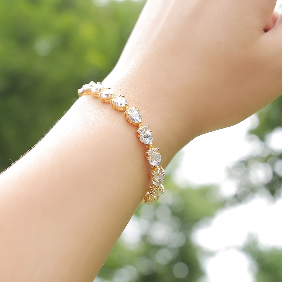 Bubble Letter 8mm Heart Bracelet Copper Gold Color Rock Women Jewelry