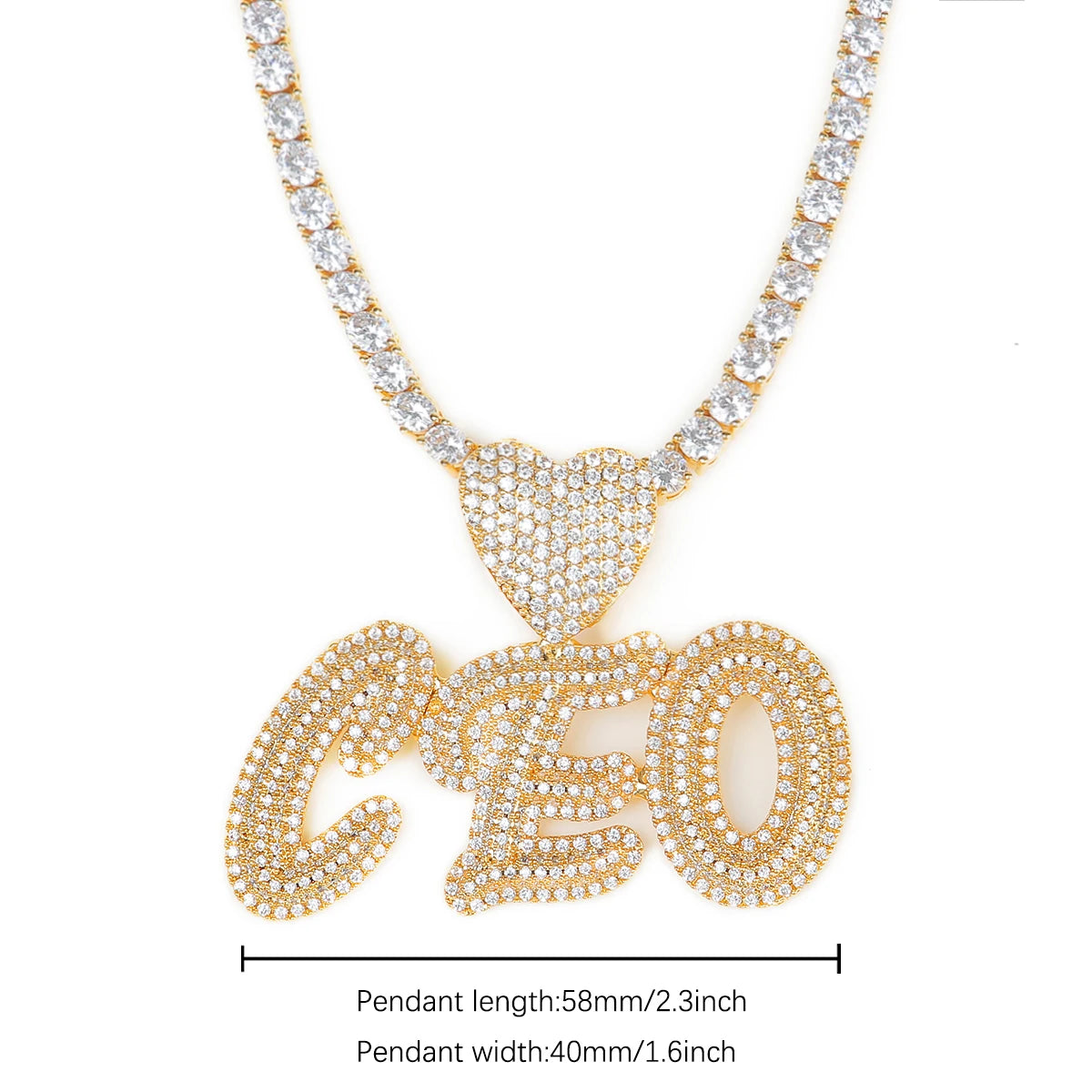 Bubble Letter Custom Name Necklace Personalized Pendant Gold Plated Cubic Zircon Hip Hop Rock Jewelry Iced Out Charms